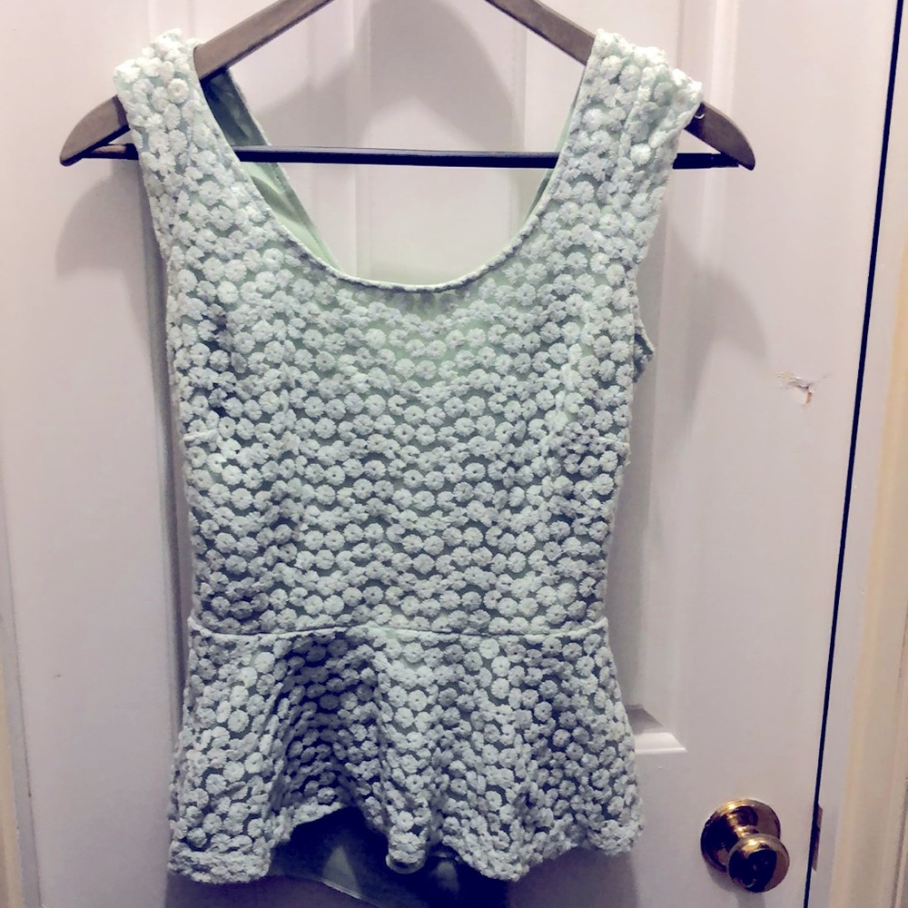 Mint green Lulu’s peplum blouse